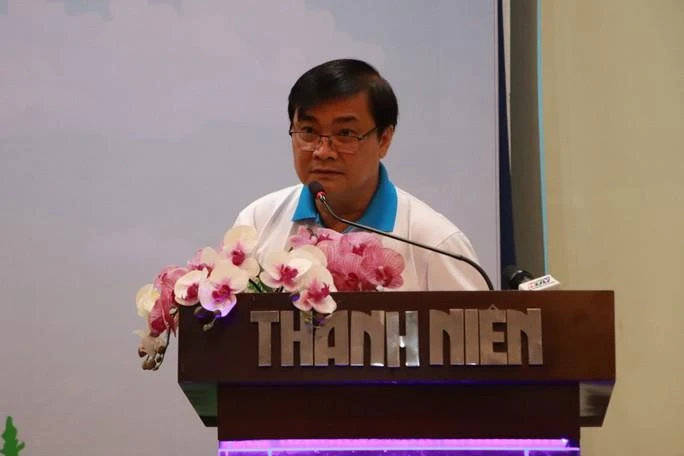 Ông Nguyễn Ngọc Toàn, Tổng Biên tập Báo Thanh Niên phát biểu tại buổi lễ. Ảnh: KHÁNH AN.