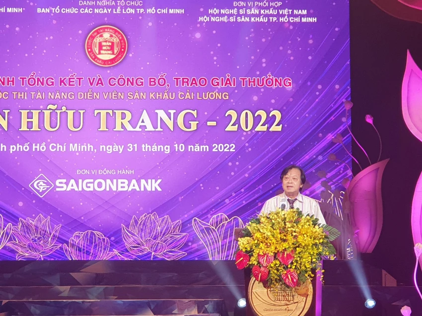 NSND Trần Ngọc Giàu phát biểu. Ảnh: HÀ NGUYỄN NSND Trần Ngọc Giàu phát biểu. Ảnh: HÀ NGUYỄN