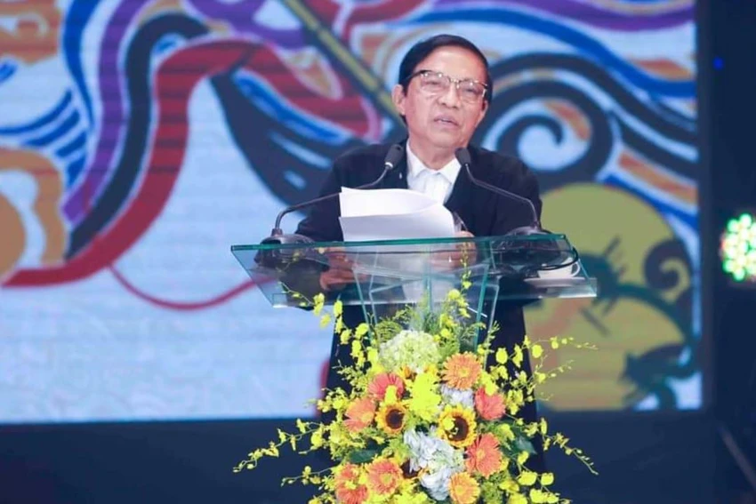 Nhà viết kịch Nguyễn Sỹ Chức, uỷ viên ban chấp hành Hội Nghệ sĩ Sân khấu Việt Nam, Chủ tịch Hội đồng nghệ thuật phát biểu tại buổi lễ. Ảnh: HUỲNH DU. Nhà viết kịch Nguyễn Sỹ Chức, uỷ viên ban chấp hành Hội Nghệ sĩ Sân khấu Việt Nam, Chủ tịch Hội đồng nghệ thuật phát biểu tại buổi lễ. Ảnh: HUỲNH DU.
