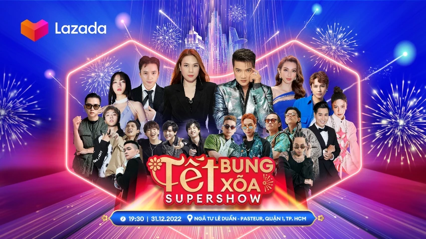 Lazada Countdown Supershow diễn ra tối 31-12 cũng quy tụ dàn sao đình đám. Ảnh: BTC Lazada Countdown Supershow diễn ra tối 31-12 cũng quy tụ dàn sao đình đám. Ảnh: BTC