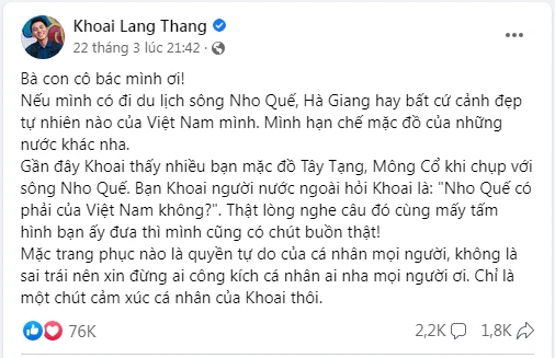 Chia sẻ từ travel blogger Khoai lang thang. Ảnh: Chụp màn hình Chia sẻ từ travel blogger Khoai lang thang. Ảnh: Chụp màn hình