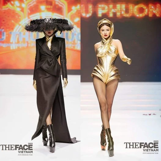 Vũ Thu Phương gây tranh cãi với lối catwalk mổ cò, tay bay. Ảnh: BTC Vũ Thu Phương gây tranh cãi với lối catwalk mổ cò, tay bay. Ảnh: BTC