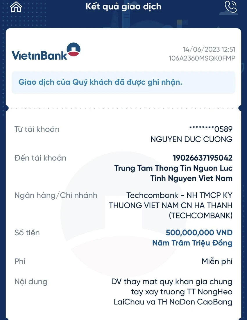 Đen Vâu "làm tròn" 418 triệu lên 500 triệu ủng hộ dự án "Nuôi em". Ảnh: FBNV Đen Vâu "làm tròn" 418 triệu lên 500 triệu ủng hộ dự án "Nuôi em". Ảnh: FBNV