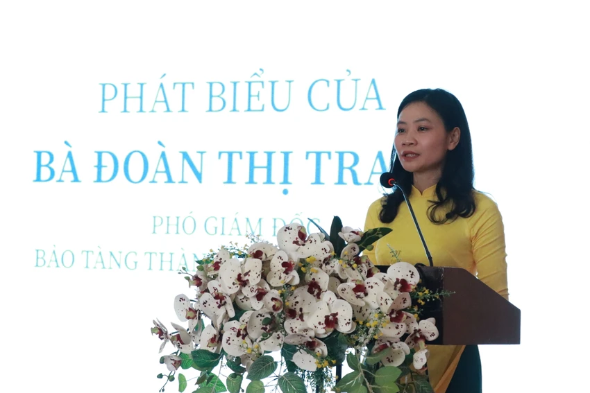Bà Đoàn Thị Trang, Giám đốc Bảo tàng TP.HCM phát biểu tại chương trình