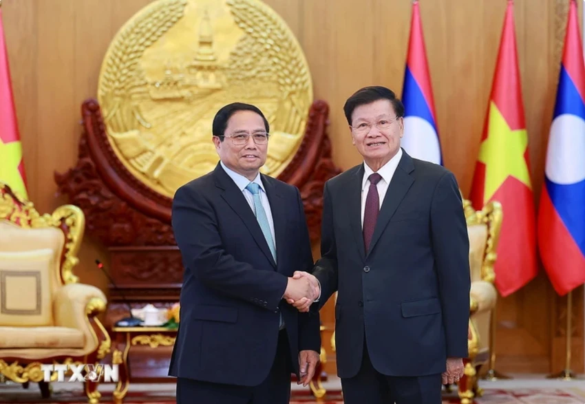 Thủ tướng Chính phủ Phạm Minh Chính hội kiến Tổng Bí thư, Chủ tịch nước Lào Thongloun Sisoulith