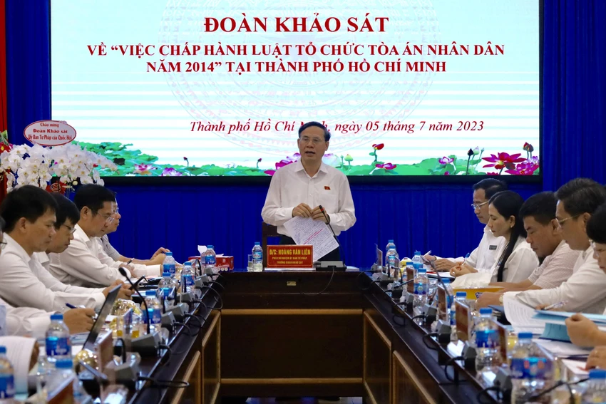 Ông Hoàng Văn Liên, Phó Chủ nhiệm Ủy ban Tư pháp Quốc hội - Trưởng đoàn khảo sát. Ảnh: TRẦN MINH Ông Hoàng Văn Liên, Phó Chủ nhiệm Ủy ban Tư pháp Quốc hội - Trưởng đoàn khảo sát. Ảnh: TRẦN MINH