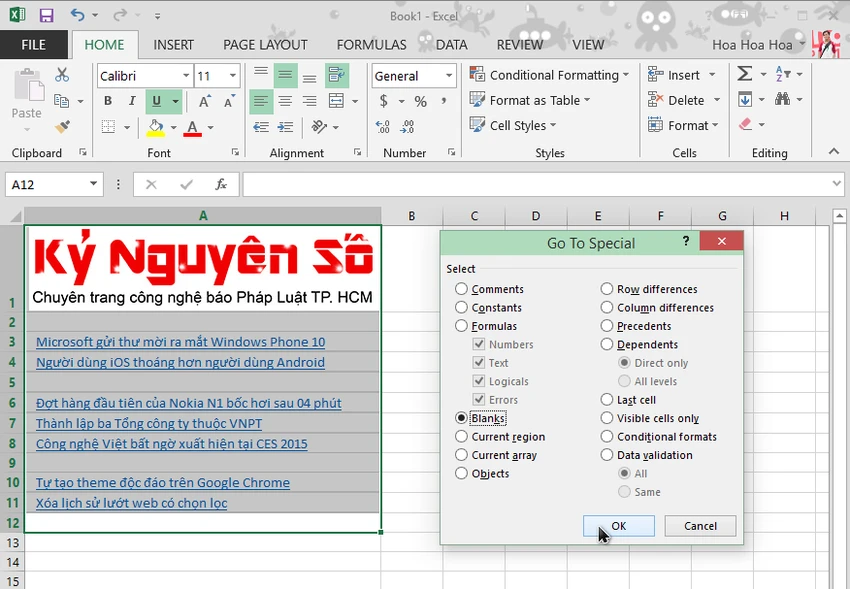 Xóa nhanh các hàng và cột trống bên trong Excel ảnh 1