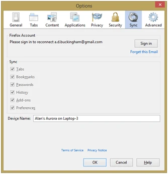 Thiết lập và sử dụng tài khoản Firefox ảnh 3 Thiết lập và sử dụng tài khoản Firefox ảnh 3