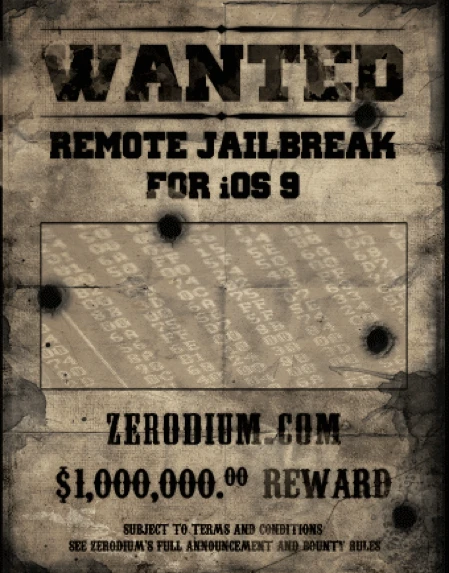 Phần thưởng 1 triệu USD cho ai jailbreak được iOS 9 ảnh 1