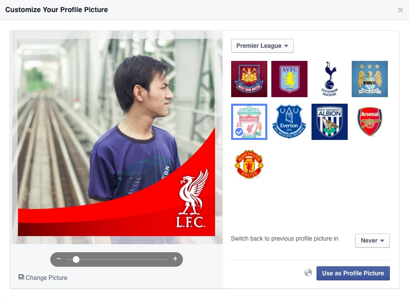 Cách chèn ảnh đội bóng yêu thích vào hình đại diện Facebook ảnh 1