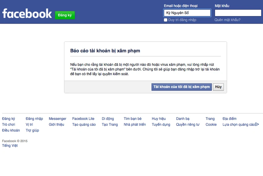 Cách lấy lại tài khoản Facebook khi bị hack ảnh 1