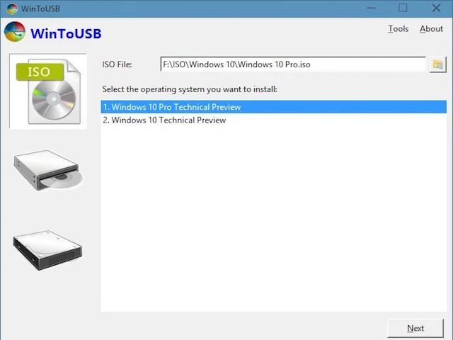 Thủ thuật chạy Windows 10 từ USB ảnh 2 wintousb