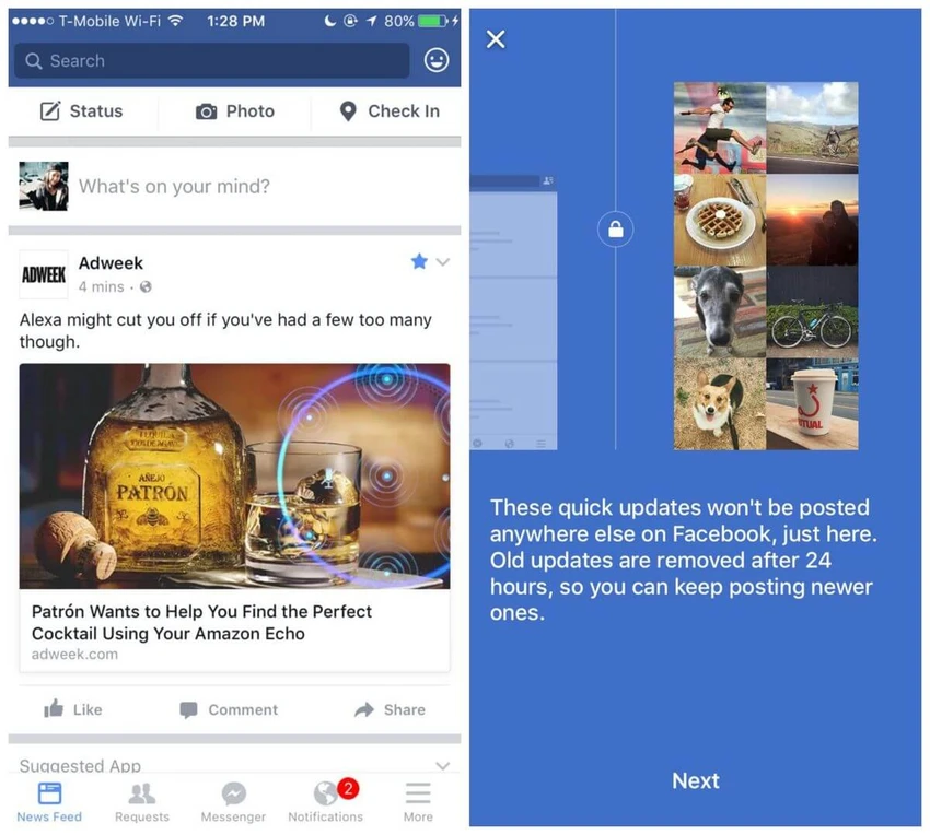 Facebook lại vay mượn tính năng từ Snapchat ảnh 1 Facebook Quick Updates