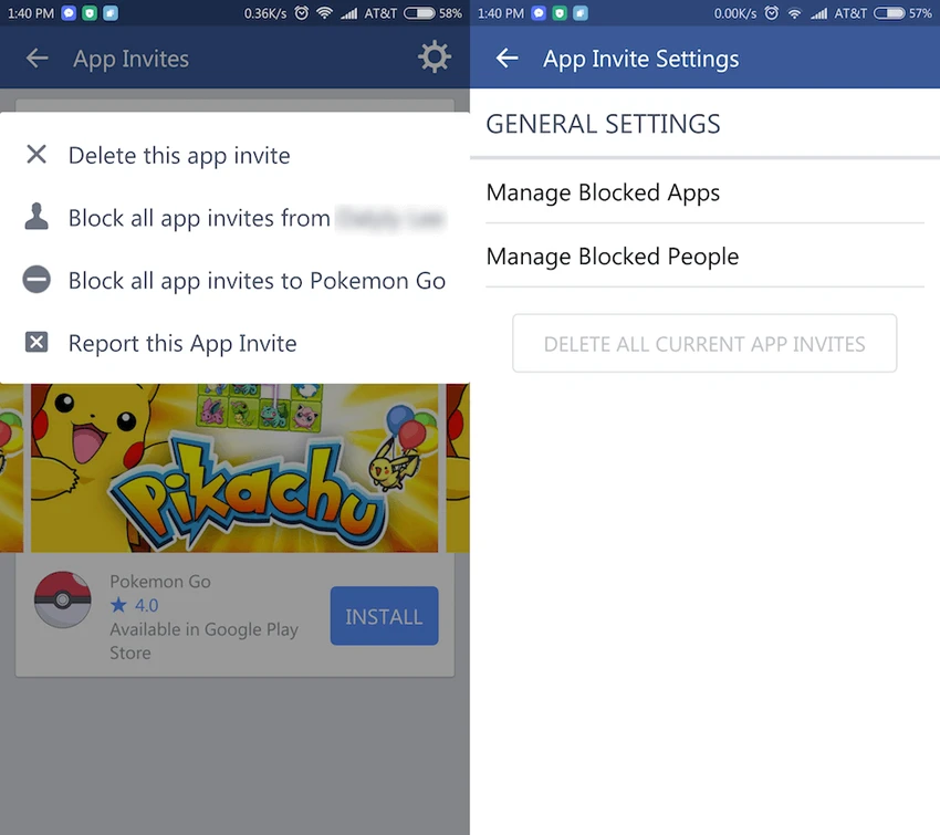 Chặn lời mời chơi game Pokemon Go trên Facebook ảnh 2 Chặn các lời mời chơi game trên Facebook