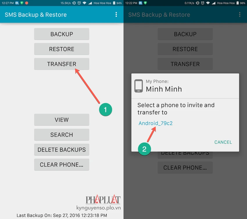 Cách sao lưu và phục hồi tin nhắn, nhật ký cuộc gọi ảnh 2 sms backup & restore