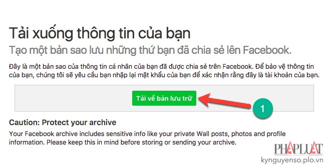 tải dữ liệu facebook