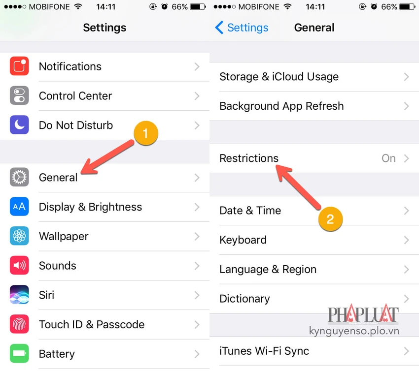 Sửa lỗi không thể xóa ứng dụng trên iPhone ảnh 1 restrictions