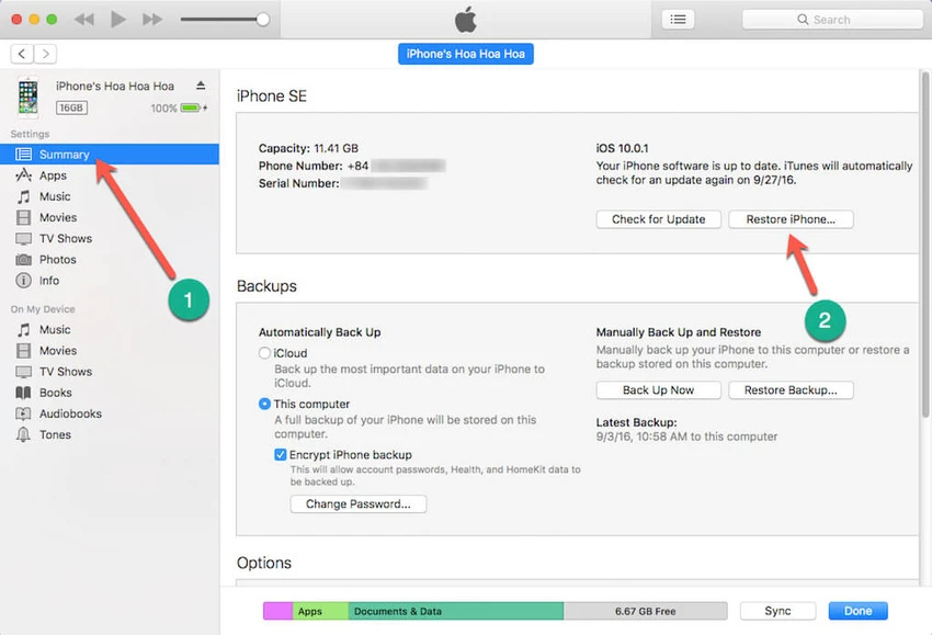 restore iphone
