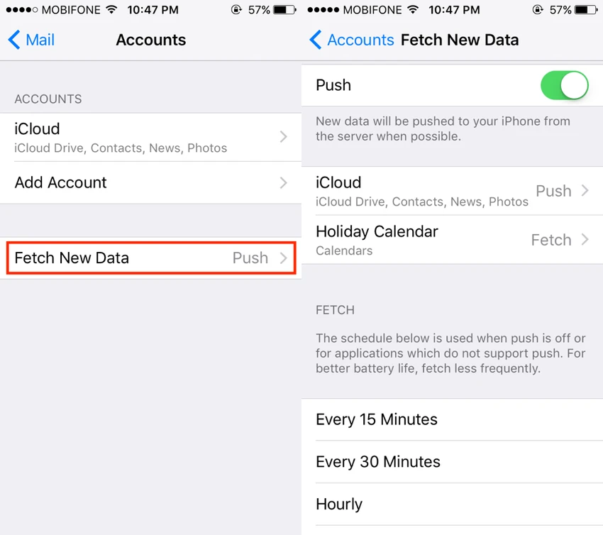 Sửa lỗi iPhone không thông báo khi có email mới ảnh 2 Sửa lỗi iPhone không thông báo khi có email mới ảnh 2