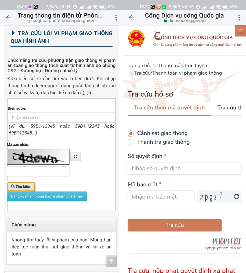 tra-cuu-vi-pham-giao-thong Tra cứu vi phạm giao thông qua hình ảnh. Ảnh: MINH HOÀNG