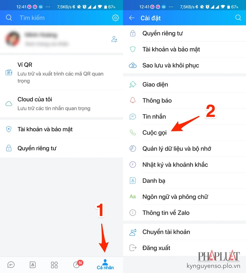 cai-dat-zalo Truy cập vào phần cài đặt trên Zalo. Ảnh: MINH HOÀNG