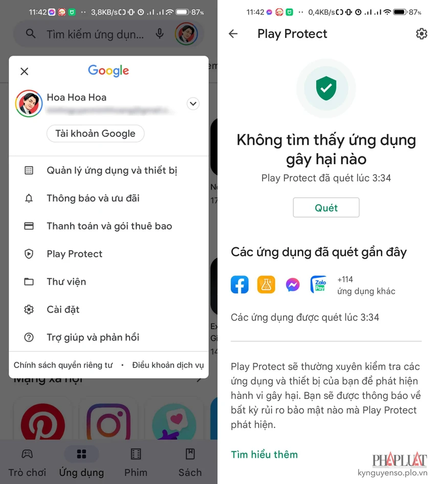 Kích hoạt tính năng Play Protect trên điện thoại Android