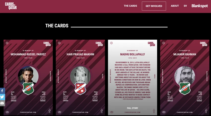 cards-of-qatar Cards of Qatar ẩn chứa nhiều câu chuyện buồn của nhiều người. Ảnh: TIỂU MINH