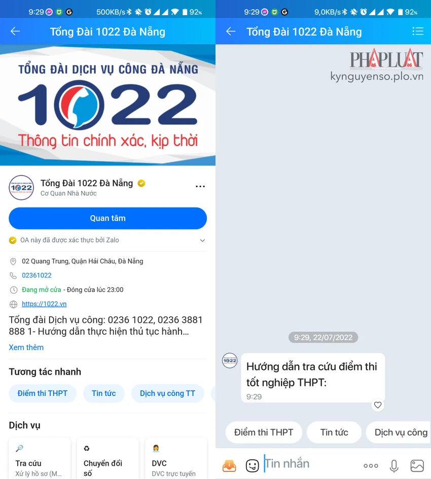 tra-cuu-diem-thi-tot-nghiep-thpt-2022 Tra cứu điểm thi THPT 2022 trên trang Zalo của các tỉnh thành. Ảnh: MINH HOÀNG