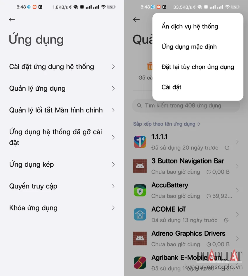 dat-lai-cai-dat-ung-dung Đặt lại tất cả cài đặt ứng dụng để khắc phục tạm thời. Ảnh: TIỂU MINH
