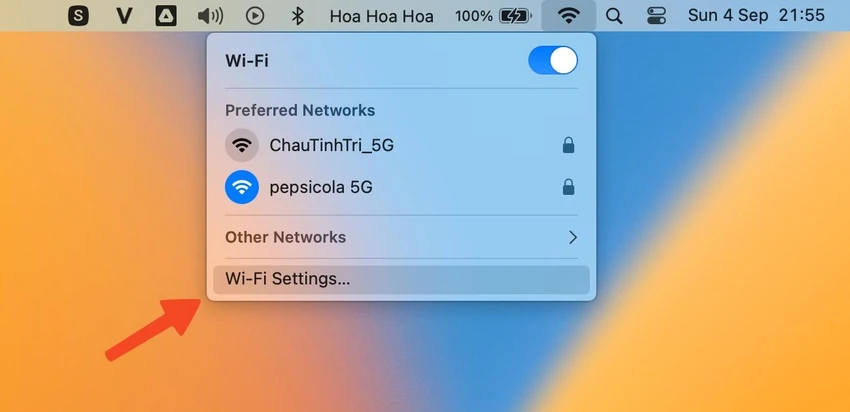 cai-dat-wifi-tren-macbook Truy cập vào phần cài đặt WiFi trên MacBook. Ảnh: MINH HOÀNG