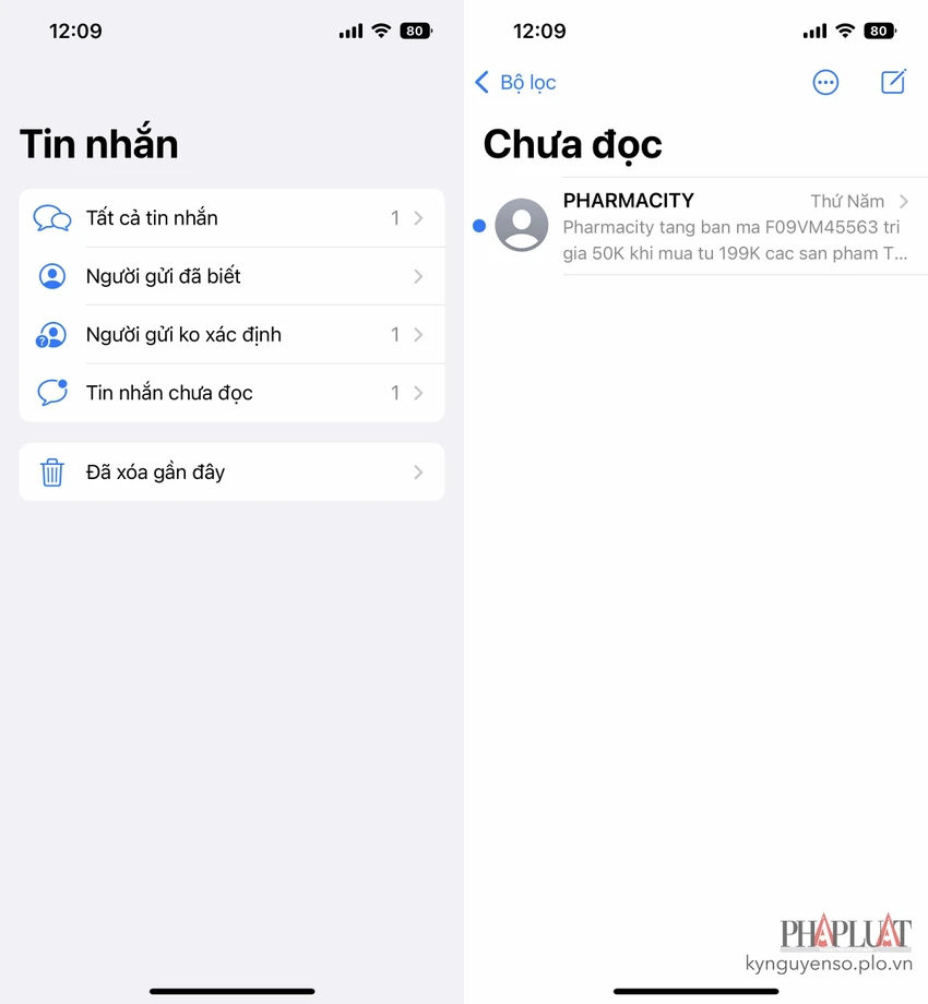 Xem nhanh các tin nhắn chưa đọc. Ảnh: MINH HOÀNG