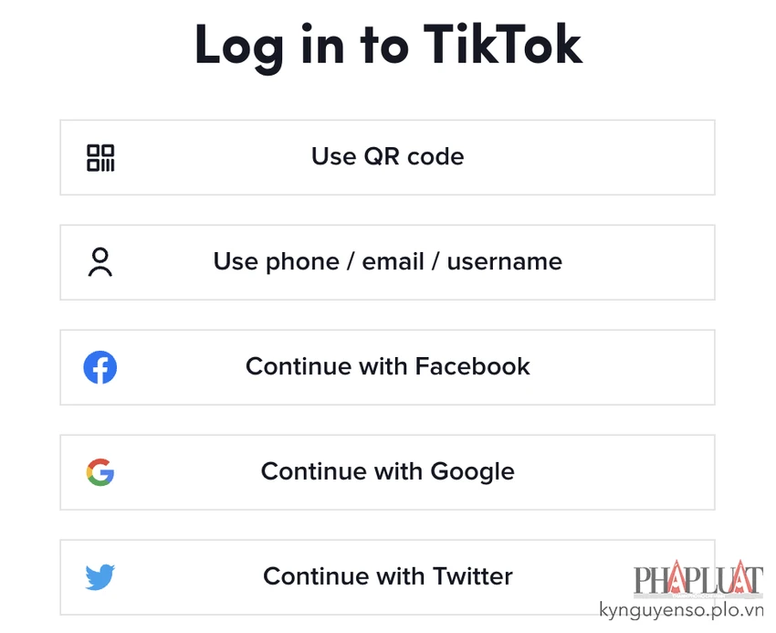khong-dang-nhap-tiktok-bang-tai-khoan-mang-xa-hoi Đăng nhập TikTok bằng các tài khoản mạng xã hội. Ảnh: MINH HOÀNG