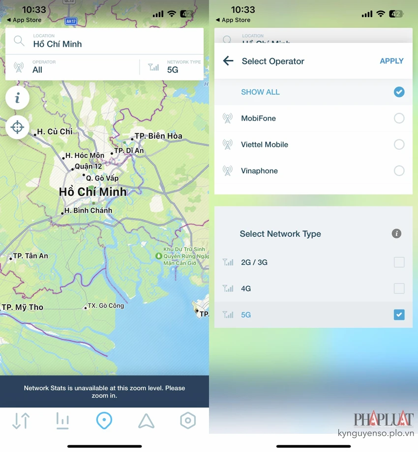 kiem-tra-vung-phu-song-5g Kiểm tra vùng phủ sóng 5G tại TP.HCM. Ảnh: MINH HOÀNG