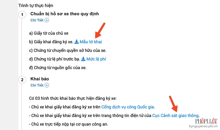 chon-hinh-thuc-khai-bao-thong-tin-dang-ky-xe Lựa chọn hình thức đăng ký xe trực tuyến. Ảnh: MINH HOÀNG