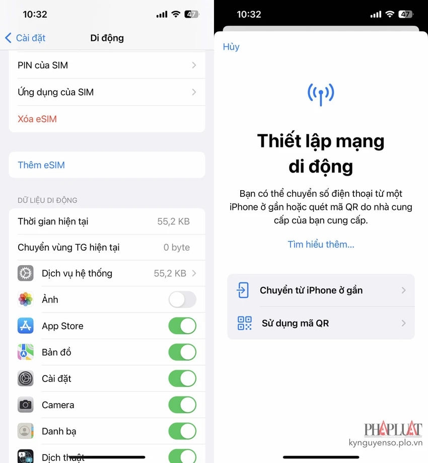 Kích hoạt eSIM đúng cách theo hướng dẫn của nhà mạng. Ảnh: MINH HOÀNG