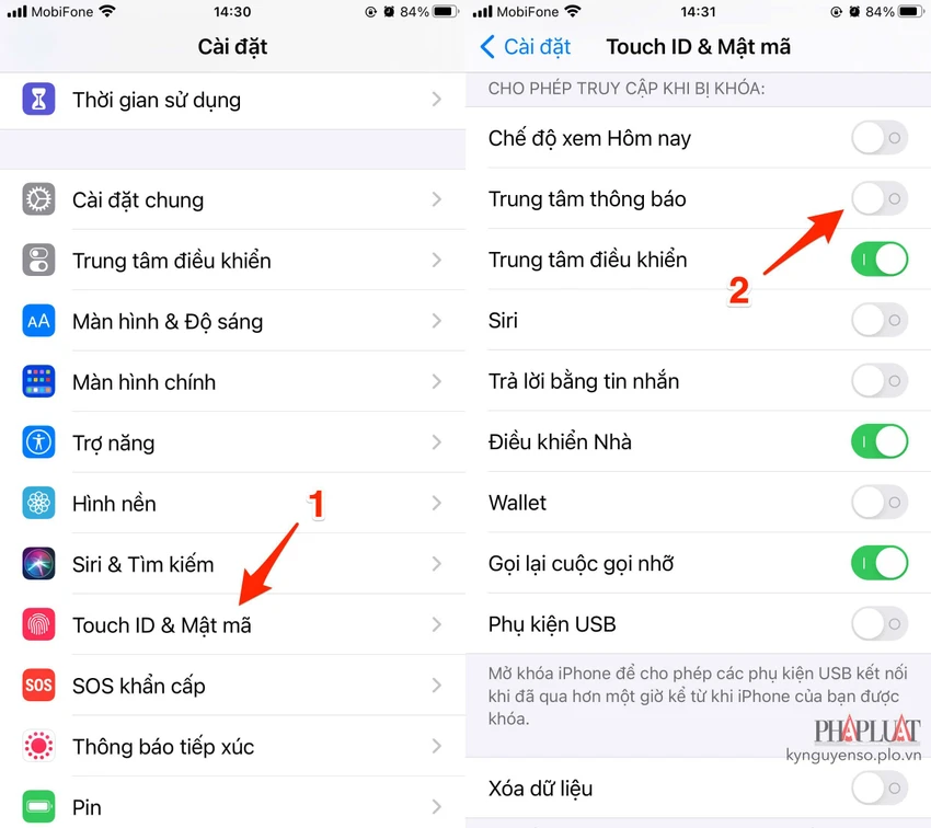 Tắt tính năng hiển thị thông báo trên màn hình khóa. Ảnh: TIỂU MINH