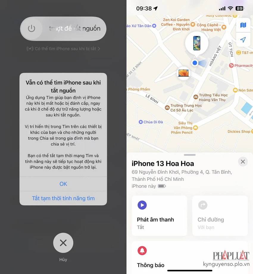 Người dùng vẫn có thể định vị iPhone kể cả khi thiết bị đã tắt nguồn. Ảnh: TIỂU MINH