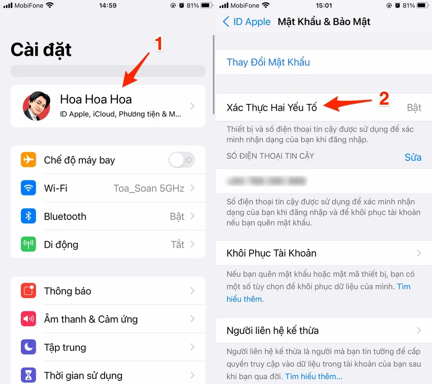 Bật tính năng xác thực hai yếu tố cho các tài khoản quan trọng. Ảnh: TIỂU MINH