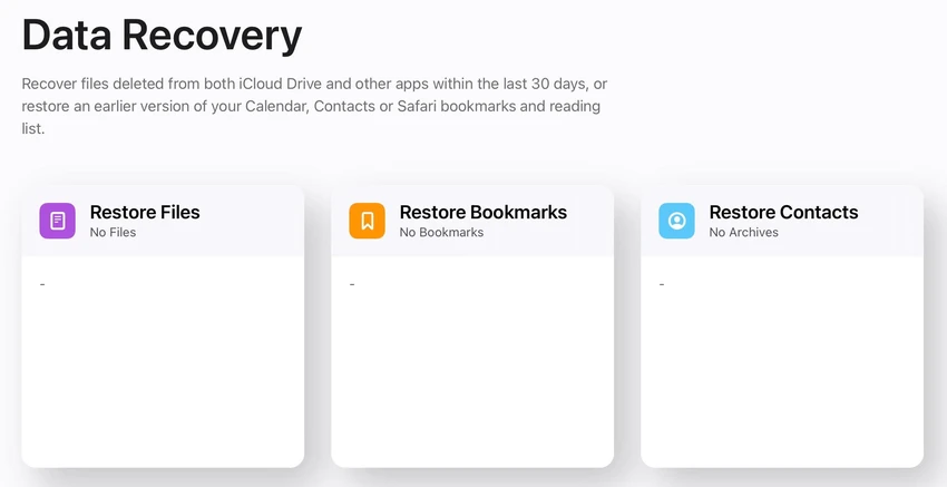 khoi-phuc-du-lieu-voi-icloud Các công cụ hỗ trợ khôi phục dữ liệu đã xóa của Apple. Ảnh: TIỂU MINH