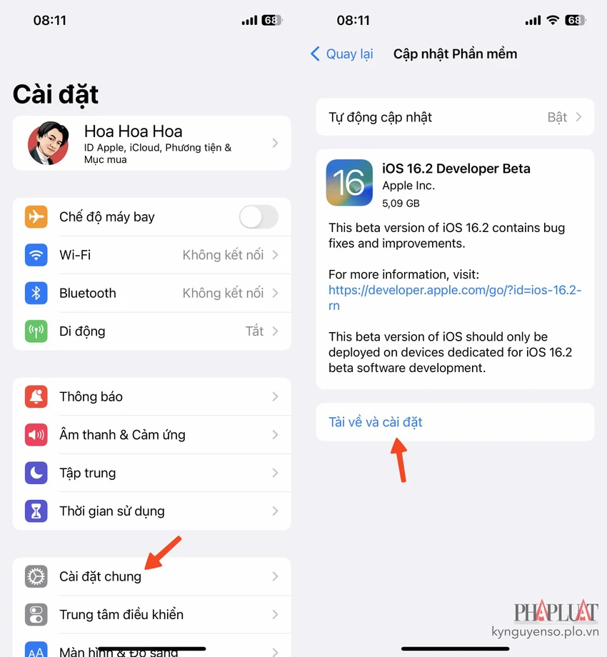cap-nhat-iphone-len-ios-moi-nhat Cập nhật iPhone lên phiên bản mới nhất. Ảnh: MINH HOÀNG