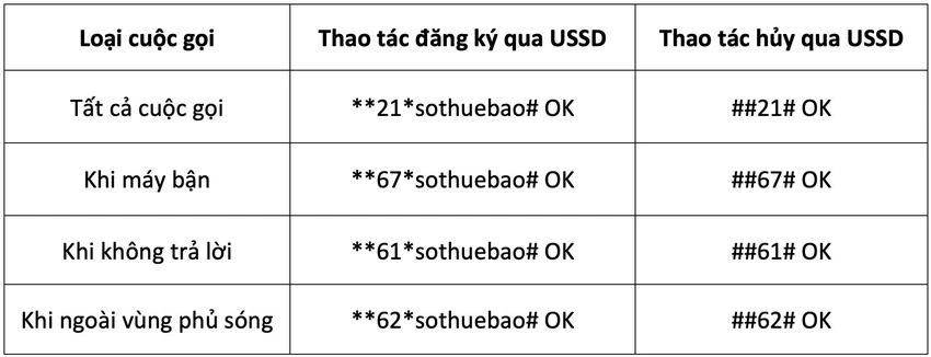 huy-chuyen-tiep-cuoc-goi Cú pháp đăng ký và hủy chuyển hướng cuộc gọi trên điện thoại. Ảnh: MINH HOÀNG