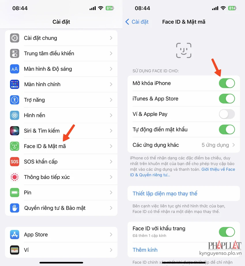 kich-hoat-face-id-tren-iphone Kích hoạt Face ID trên iPhone. Ảnh: MINH HOÀNG
