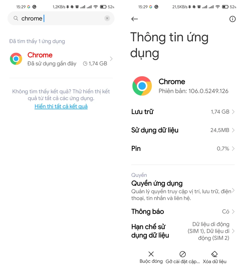 xoa-cache-chrome Xóa cache của trình duyệt web trên điện thoại. Ảnh: MINH HOÀNG