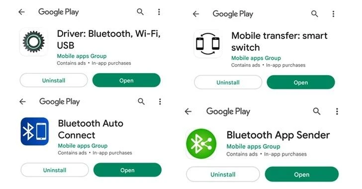 4-ung-dung-doc-hai 4 ứng dụng độc hại trên Google Play. Ảnh: Malwarebytes