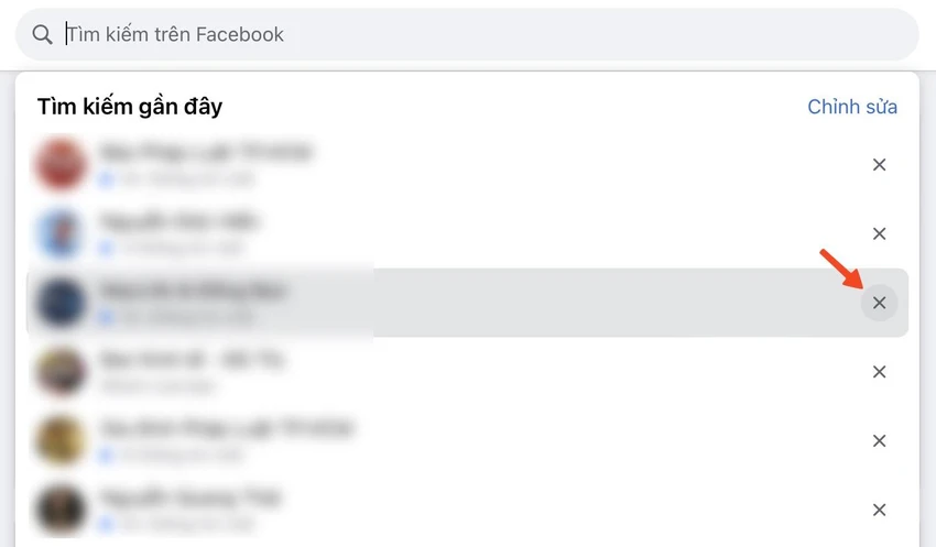 xoa-lich-su-tim-kiem-facebook-rieng-le Xóa lịch sử tìm kiếm riêng lẻ từ khung tìm kiếm. Ảnh: MINH HOÀNG