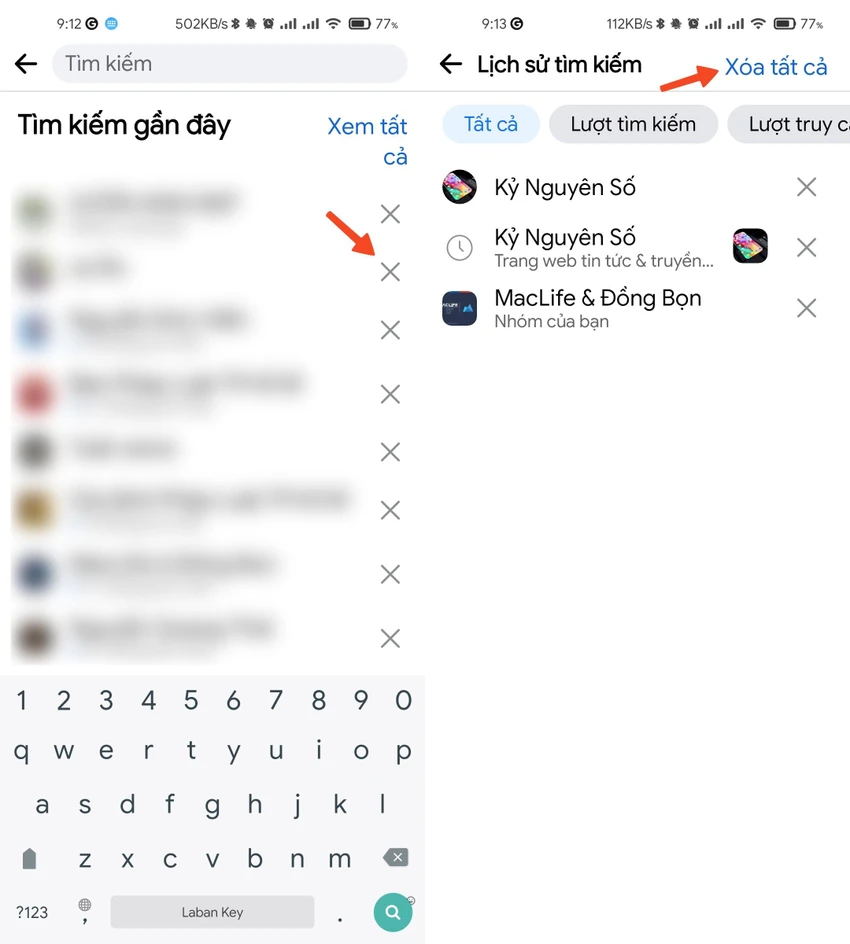 xoa-lich-su-tim-kiem-facebook-bang-dien-thoai Xóa tất cả lịch sử tìm kiếm trên Facebook bằng điện thoại. Ảnh: MINH HOÀNG