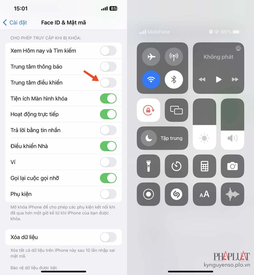 han-che-tat-mang-tu-man-hinh-khoa Cách ngăn chặn kẻ gian tắt mạng trên iPhone từ màn hình khóa. Ảnh: MINH HOÀNG