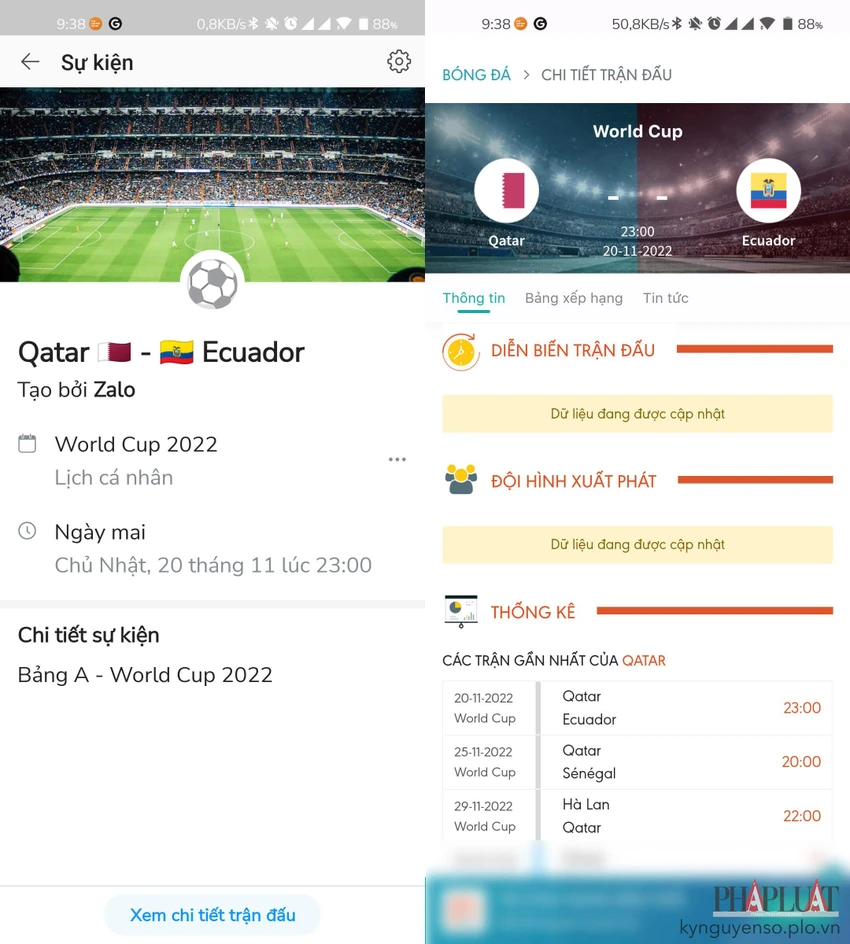 them-lich-thi-dau-world-cup-2022-vao-zalo Xem thông tin chi tiết về các trận đấu tại World Cup 2022. Ảnh: MINH HOÀNG