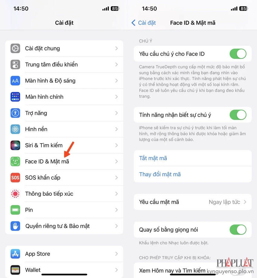 dat-mat-khau-man-hinh-khoa-tren-iphone Đặt mật khẩu màn hình khóa trên iPhone. Ảnh: MINH HOÀNG