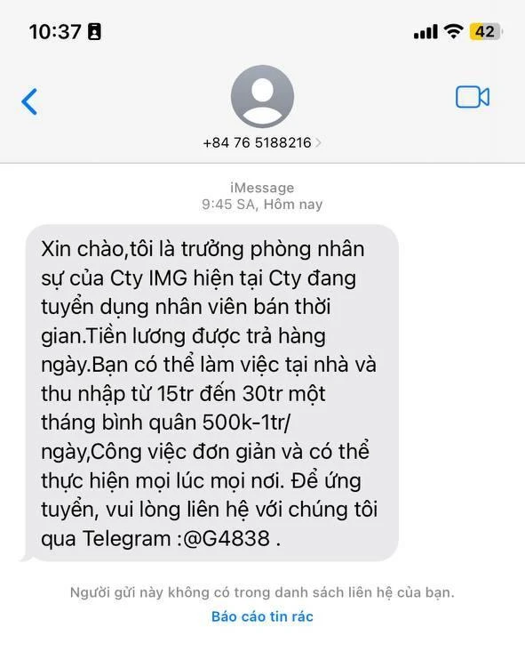 tin-nhan-lua-dao-toi-la-truong-phong-nhan-su Cẩn trọng chiêu lừa “tôi là trưởng phòng nhân sự…”. Ảnh: MINH HOÀNG